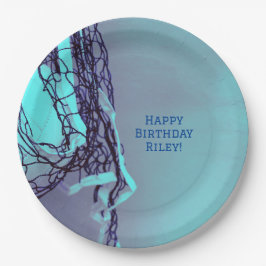 Prato De Papel Rede de Festas de aniversário Azul Teerão e Voleib