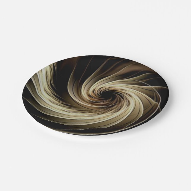 Prato De Papel Redemoinho Dourado Sobre Preto (Inclinado)