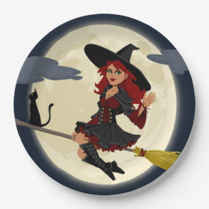 PRATO DE PAPEL REDHEADED HALLOWEEN WITCH