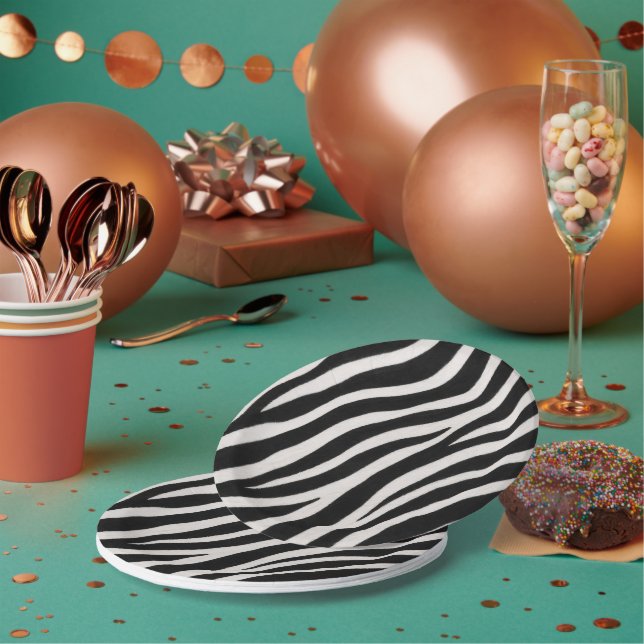 Prato de Papel Redondo com Estampa de Zebra Uso em (Múltiplo)