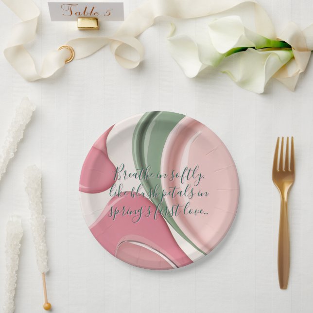 Prato de papel redondo em gráfico elegante (Casamento)