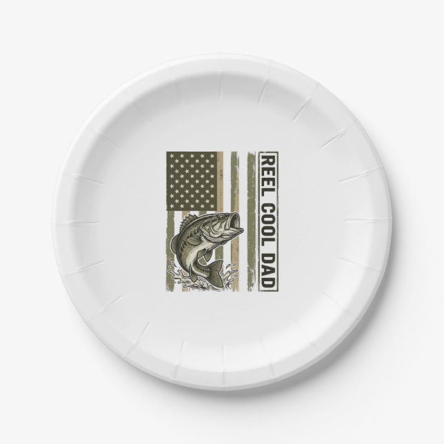 Prato De Papel Reel Cool Dad Bass Fishing Flag Vector Design_1 (Frente)