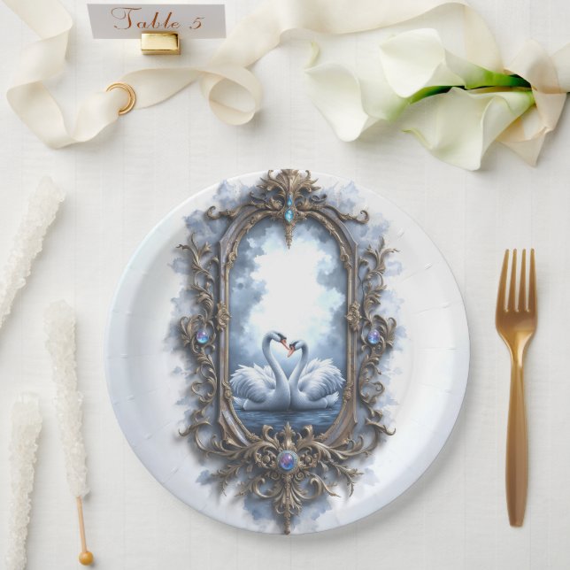 Prato De Papel Reflexão Eterna – A União Swanheart. (Casamento)