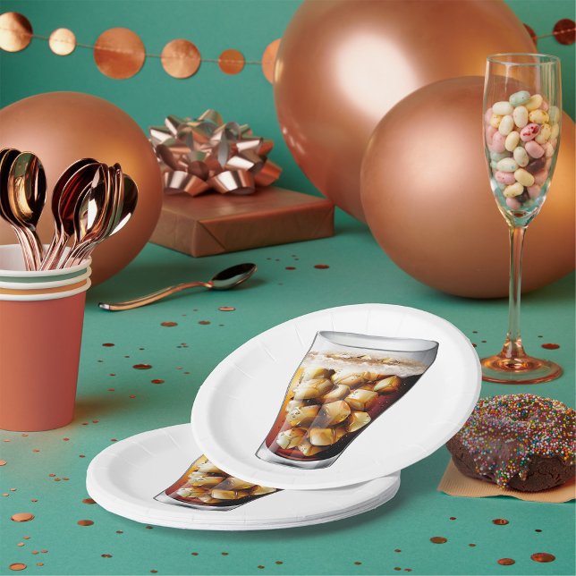 Prato De Papel Refrescando A Bebida De Soda Fria Com Gelo Com Bol (Criador carregado)