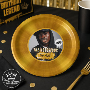 Prato De Papel Registro de Ouro de Hip Hop Famoso Foto Personaliz