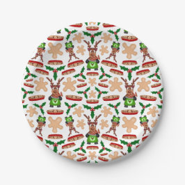 Prato De Papel Reinador De Natal Festivo Verde E Vermelho Kasky