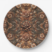 Relevo Floral Vintage Olhar de Couro Falso Elegant