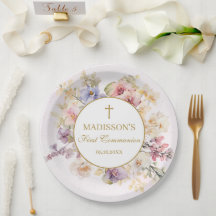 Religious Celebration Floral Orchids Paper Plates