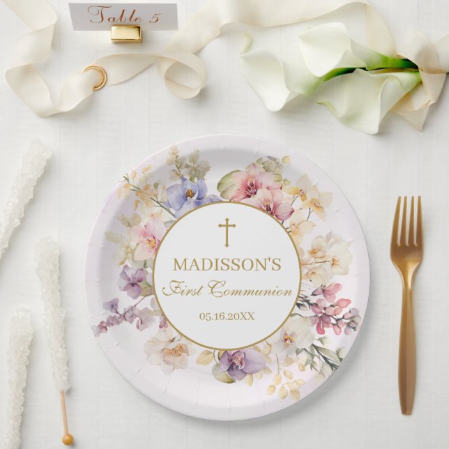 Prato De Papel Religious Celebration Floral Orchids Paper Plates  (Casamento)