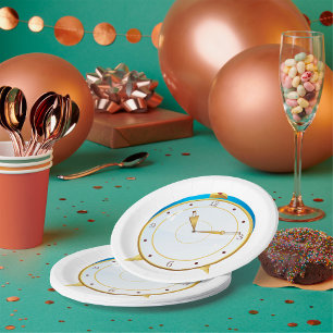 Prato De Papel Relógio de Alarme Dourado retroativo com Timepece
