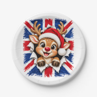 Prato De Papel Rena de Natal Britânica