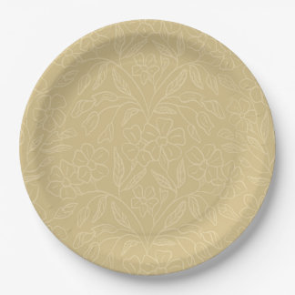 Prato De Papel Renda Floral Em Amarelo