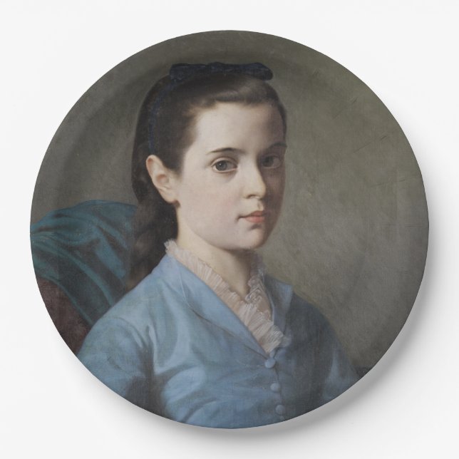 Prato De Papel Retrato de uma Menina Elegante (por Leloir) (Frente)