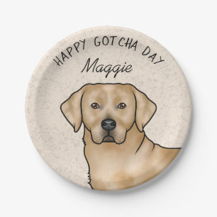 Prato De Papel Retriever Labrador Amarelo Feliz Dia de Adoção
