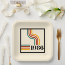 Retro 1986 Placa de Papel de Aniversário de 40 ano