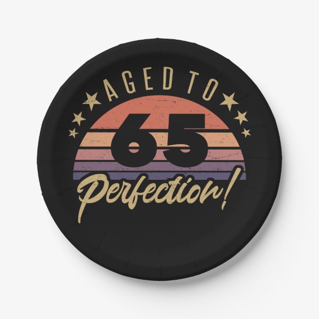 Prato De Papel Retro 65º Aniversário Humor (Frente)