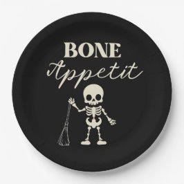 Prato De Papel Retro Bone Apetite Spooky Halloween