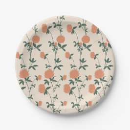 Prato De Papel Retro Botanical Meadow Clover | Sunbaked Clay