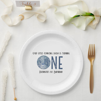 Prato De Papel Retro Disco Ball First Birthday Party