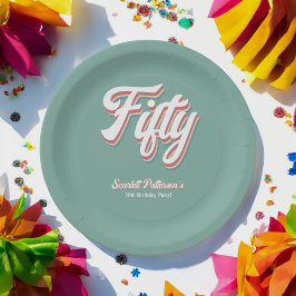 Prato De Papel Retro Elegante 70s Groovy Único 50º aniversário