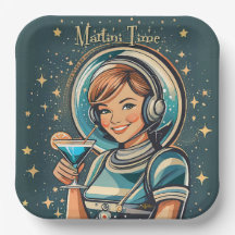 Retro Futurista Garota Astro Tempo de Martini