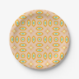 Prato De Papel Retro geometric pattern with hexagons and stars