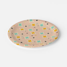 Prato De Papel Retro geometric pattern with teal, orange, black