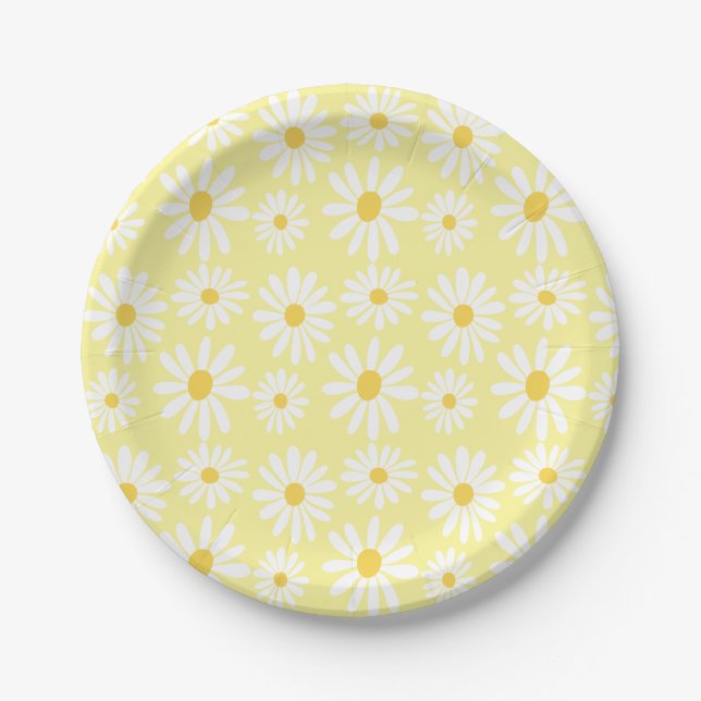 Prato De Papel Retro Groovy Daisies Primavera Daisy Boho Sunny (Frente)