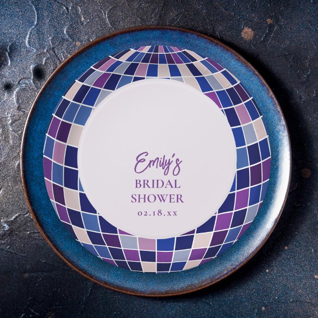 Prato De Papel Retro Groovy Disco Bridal Shower (Criador carregado)