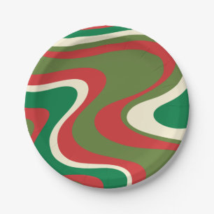 Prato De Papel Retro Moderno Abstrato de Swirls de Natal