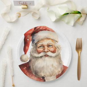 Prato De Papel Retro Natal Papai Noel