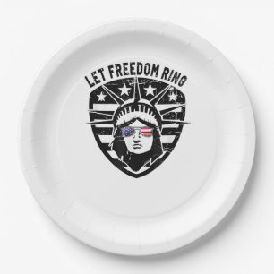 Prato De Papel Retro Patriótico Let Freedom Ring 4 de julho