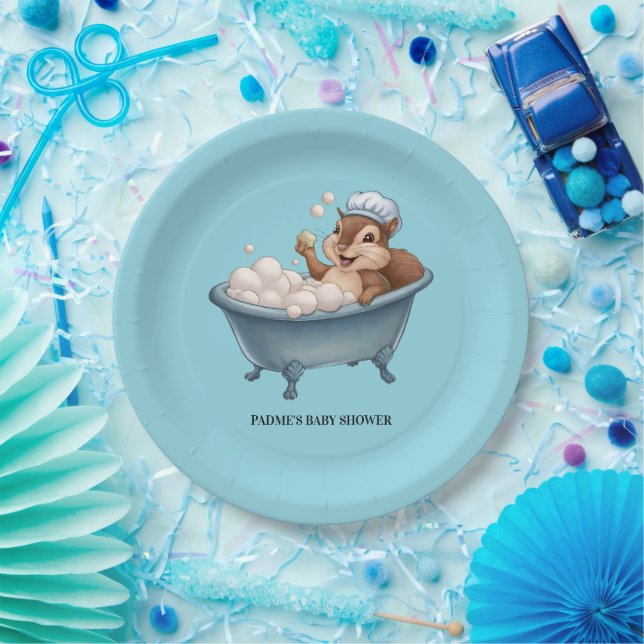Prato De Papel Retro Squirrel Baby Shower (Festa)