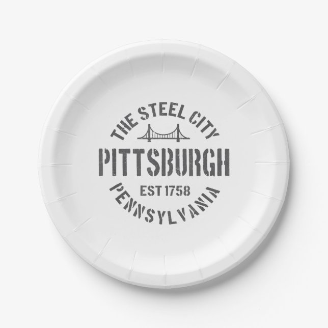 Prato De Papel Retro Steel City Pittsburgh Pensilvânia Yinz (Frente)