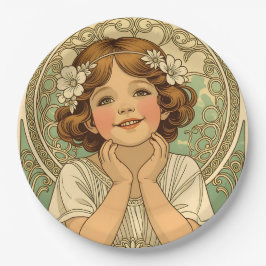 Prato De Papel retro vintage child with flowers