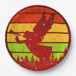 Prato De Papel Retro Vintage Sunset Angel com Horn 9"