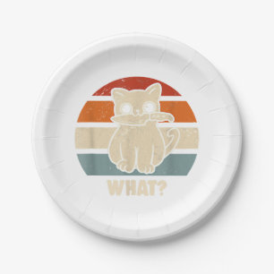Prato De Papel Retro What Cat Knife Meow Kitty Funny Cats Mom And