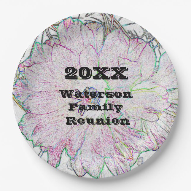 Prato De Papel Reunião Familiar Flower Artística Desenho Grande E (Frente)