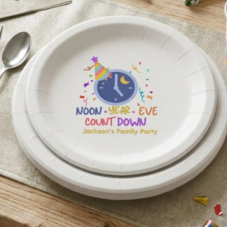 Prato De Papel Réveillon de Ano Novo Personalizado ao Meio-Dia, C