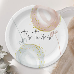 Prato De Papel Revisões de Gênero do Balão Azul e Rosa Gêmeos