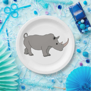 Prato De Papel Rhinoceronte Africa Animal