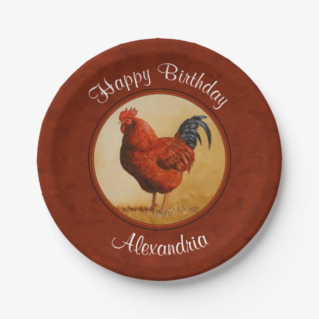 Prato De Papel Rhode Island Chicken Red Background (Frente)