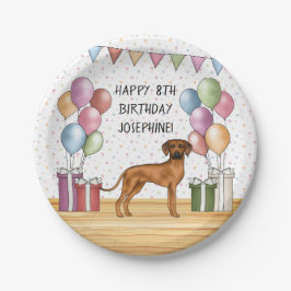 Prato De Papel Rhodesian Ridgeback Colorido Pastel Feliz Aniversá