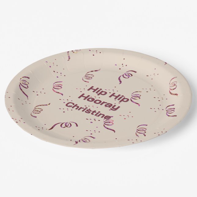 Prato De Papel Ribbon & Confetti Any Age Birthday Party (Inclinado)