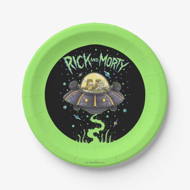 Prato De Papel RICK E MORTY™ | Gráfico de Voo Espacial Ilustrado (Frente)