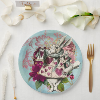 Prato De Papel Rico Wonderland White Rabbit