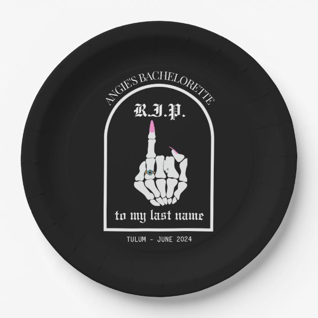 Prato De Papel RIP para minhas placas de papel de solteiro do Sob (Frente)