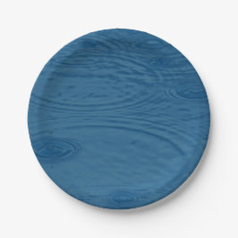 Prato De Papel Ripais De Chuva (Ondas De Água Azul)