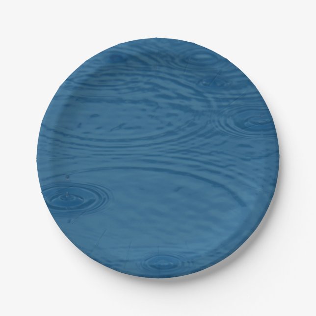 Prato De Papel Ripais De Chuva (Ondas De Água Azul) (Frente)