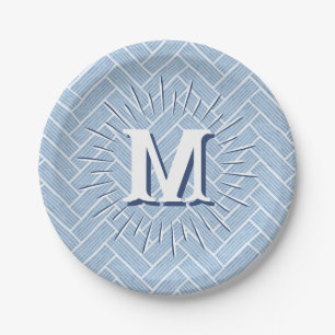 Prato De Papel Ripple Herringbone em Slate Personalizado